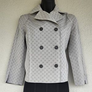 Carolina Herrera double breasted embroidered cropped cotton jacket Sz 6
